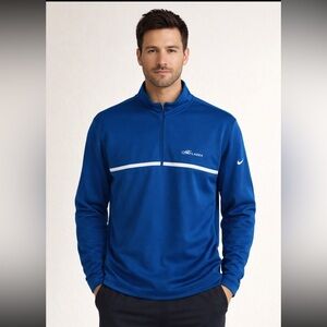 Nike Golf 1/4 Zip Long Sleeve Mens XL Blue Polyester Pullover Bellagio Swoosh